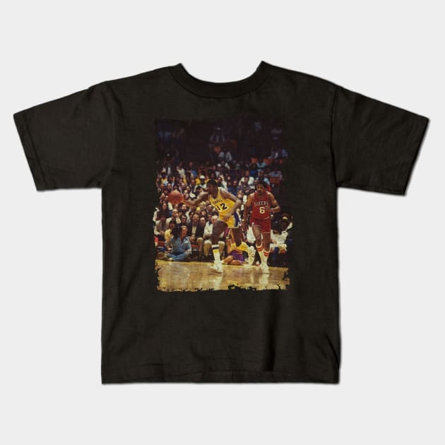 Julius Erving vs Magic Johnson, 1983 Kids T-Shirt by Omeshshopart